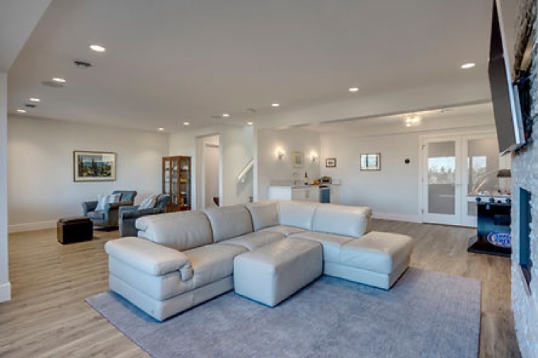 A finished basement living space