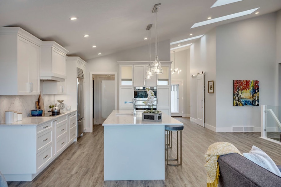 A renovated open-plan interior with natural light